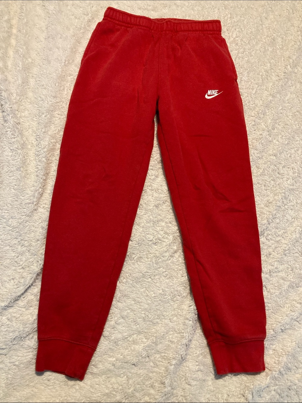 Nike Red Fleece Joggers with White Logo